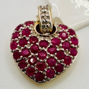 Vintage 14Karat Natural Rubies Heart Pendant