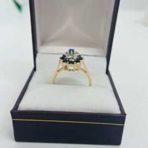 10Karat Gold Natural Sapphires & Diamonds Ring