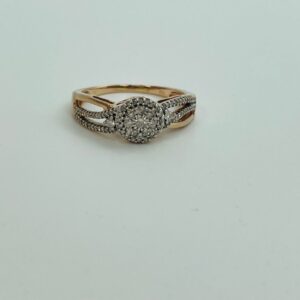 10Karat Rose Gold Split Shank Diamond Cluster Style 0.25CTW