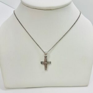 14 Karat White Gold Cross with Sophia Lab-diamonds 22x15mm