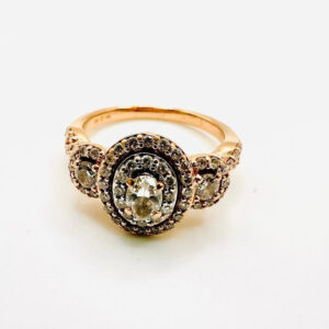 14Karat Rose Gold Double Halo Natural Diamond 0.95CTW