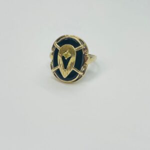 10 Karat Ring Natural Black Onyx & Natural Yellow Diamond