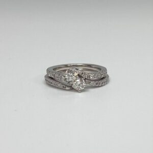 Attractive 14K White Gold 2pcs Ring