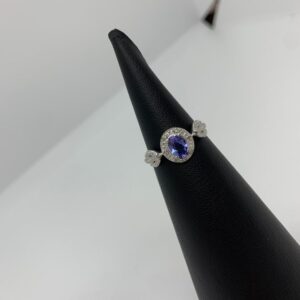 Elegant Sterling Tanzanite and Diamonds Ladies's Ring