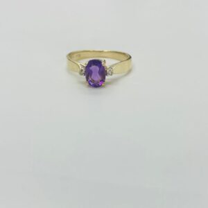 February Birthstone Manufacture Clearance Beautiful 10K Amtheyst And Diamonds Ring