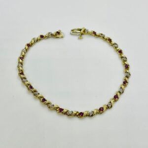 Beautiful 10Karat Gold Bracelet with Natural Rubies & Diamonds