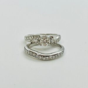 Unique Wedding set in 14Karat White Gold & 1.00CTW Natural Diamonds SI1-H