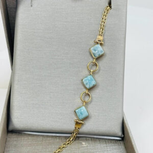 Award Winning Vintage Reversible 14 Karat Bracelet with Natural Turquoise & Amber