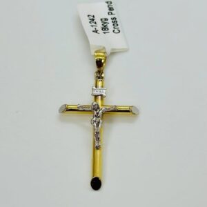 Estate Special 18 Karat Two Tone Crucifix 35x22mm
