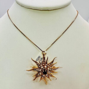 Vintage Garnet and Pearls 10Karat Yellow Gold Pendant