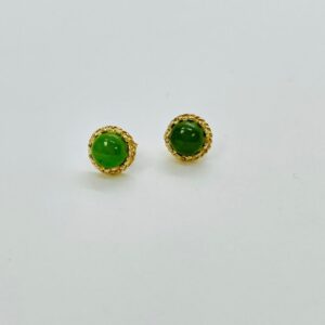 14 Karat 6mm Natural Jade Earrings