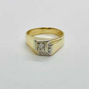 14k Two Tone Men's Ring 0.15 CT Natural Diamond